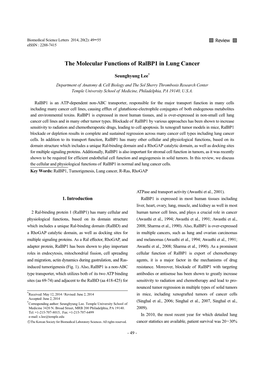 The Molecular Functions of Ralbp1 in Lung Cancer