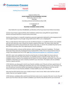 Statement Before the HOUSE COMMITTEE on GOVERNMENT REFORM Wednesday, March 17, 2021 10:00 AM Via Videoconference and Conference Room 309