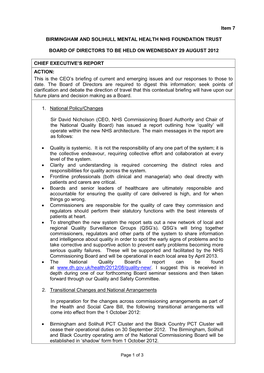 Item 7 BIRMINGHAM and SOLIHULL MENTAL HEALTH NHS