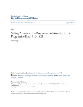 The Boy Scouts of America in the Progressive Era, 1910-1921 John Phillips