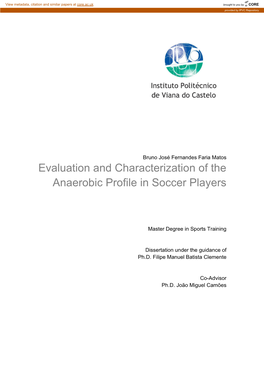 Evaluation and Characterization of the Anaerobic Profile in Soccer Players