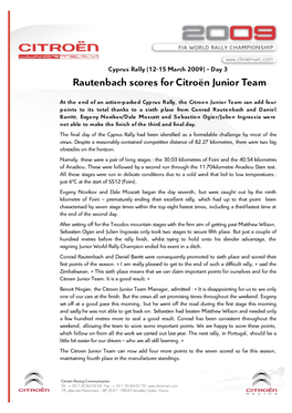 Rautenbach Scores for Citroën Junior Team