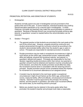 Clark County School District Regulation R-5123