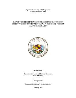5 Year Report to the Legislature II