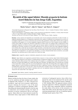 Bycatch of the Squat Lobster Munida Gregaria in Bottom Trawl Fisheries in San Jorge Gulf, Argentina