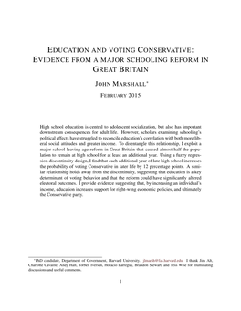 Education and Voting Conservative: Evidencefromamajorschoolingreformin Great Britain