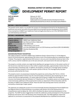 Development Permit Report