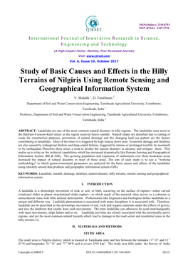 Study of Basic Causes and Effects in the Hilly Terrains of Nilgiris Using Remote Sensing and Geographical Information System