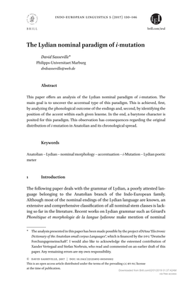 The Lydian Nominal Paradigm of I-Mutation