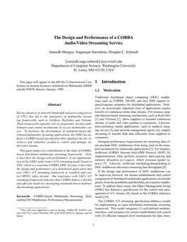 The Design and Performance of a CORBA Audio/Video Streaming Service