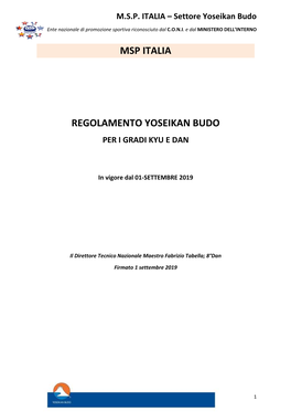 Msp Italia Regolamento Yoseikan Budo