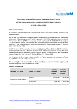 PARCA Notice Capacity Reservation Eggborough PS V1