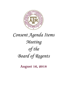 Consent Agenda Items Meeting of the Board of Regents