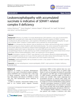 Leukoencephalopathy with Accumulated Succinate Is Indicative