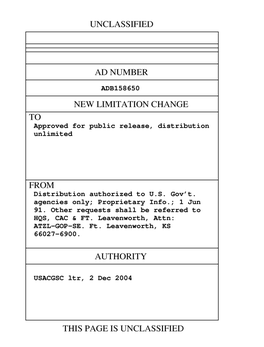 Unclassified Ad Number Adb158650 New Limitation Change