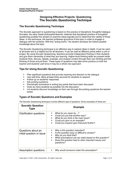 The Socratic Questioning Technique