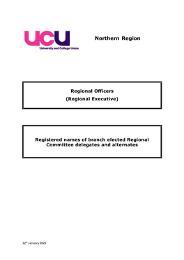 Registered Names of Branch Elected Regional Committee Delegates and Alternates