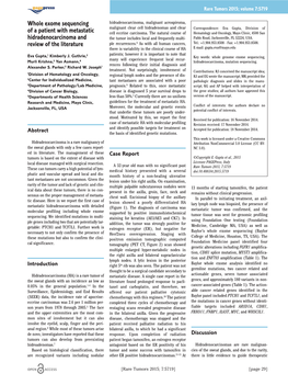 Whole Exome Sequencing of a Patient with Metastatic