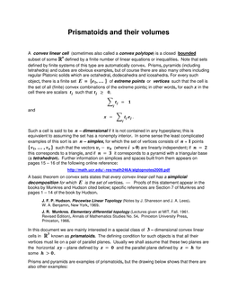 Prismatoids and Their Volumes