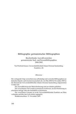 Bibliographie Germanistischer Bibliographien