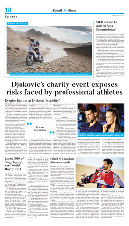 Djokovic's Charity Event Exposes Risks Faced by Professional Athletes