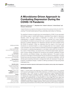 A Microbiome-Driven Approach to Combating Depression During the COVID-19 Pandemic