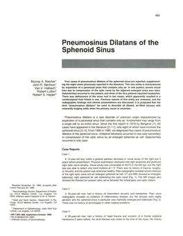 Pneumosinus Dilatans of the Sphenoid Sinus