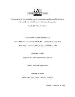 Departamento De Lingüística General, Lenguas Modernas, Lógica Y Filosofía De La Ciencia, Teoría De La Literatura Y Literatura Comparada