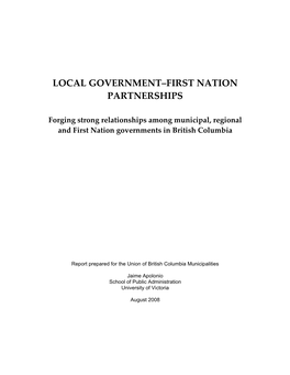 Local Government–First Nation Partnerships