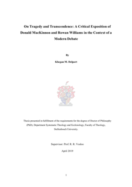 A Critical Exposition of Donald Mackinnon and Rowan Williams in the Context of a Modern Debate