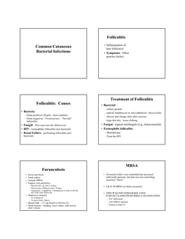 Causes Treatment of Folliculitis Furunculosis MRSA