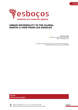Urban Informality in the Global North: a View from Los Angeles