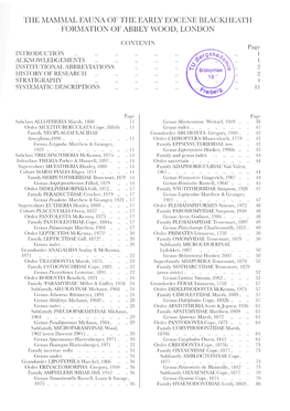 The Mammal Fauna of the Early Eocene Blackheath Formation of Abbey Wood, London