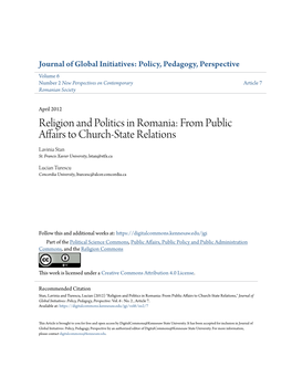 Religion and Politics in Romania: from Public Affairs to Church-State Relations Lavinia Stan St