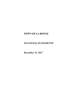 TOWN of LA RONGE FINANCIAL STATEMENTS December 31, 2017