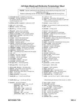 All-State Band and Orchestra Terminology Sheet (Revised – June 2008 - Definitions Taken from the Oxford Dictionary of Music)