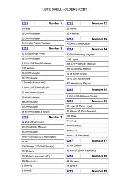 Liste Shell Holders Rcbs