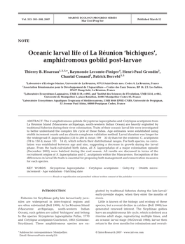 Oceanic Larval Life of La Réunion 'Bichiques', Amphidromous Gobiid