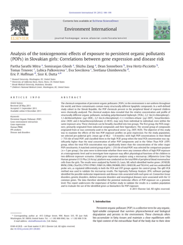 Analysis of the Toxicogenomic Effects of Exposure to Persistent Organic Pollutants (Pops) in Slovakian Girls: Correlations Between Gene Expression and Disease Risk