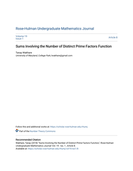 Sums Involving the Number of Distinct Prime Factors Function