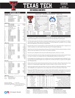 2021 Baseball Game Notes