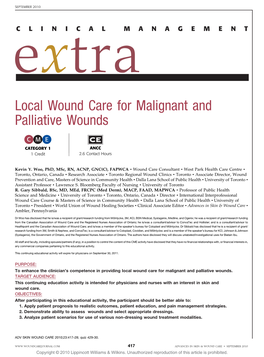 Local Wound Care for Malignant and Palliative Wounds