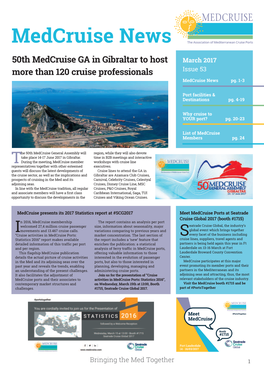 Medcruise News 50Th Medcruise GA in Gibraltar to Host March 2017 More Than 120 Cruise Professionals Issue 53 Medcruise News Pg