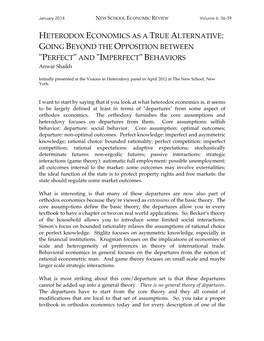 HETERODOX ECONOMICS AS a TRUE ALTERNATIVE: GOING BEYOND the OPPOSITION BETWEEN 