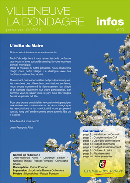 VILLENEUVE LA DONDAGRE Infos Printemps - Été 2014 N°20