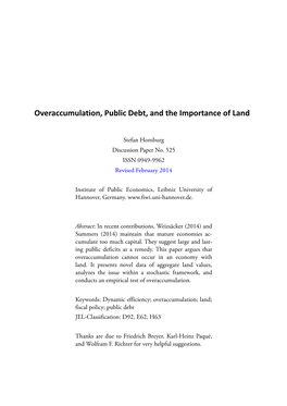 Overaccumulation, Public Debt, and the Importance of Land