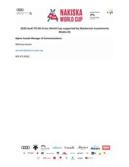 2020 Audi FIS Ski Cross World Cup Supported by Mackenzie Investments Media Kit