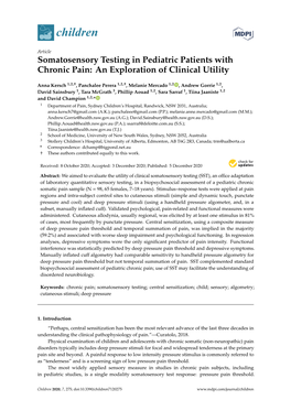 Somatosensory Testing in Pediatric Patients with Chronic Pain: an Exploration of Clinical Utility