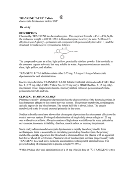 TRANXENE* T-TAB® Tablets Clorazepate Dipotassium Tablets, USP