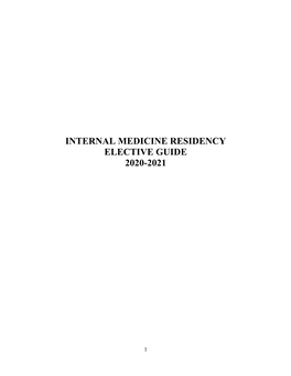 Internal Medicine Residency Elective Guide 2020-2021